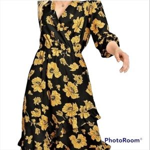 Reset by Jane Black Floral Ruffle Dress